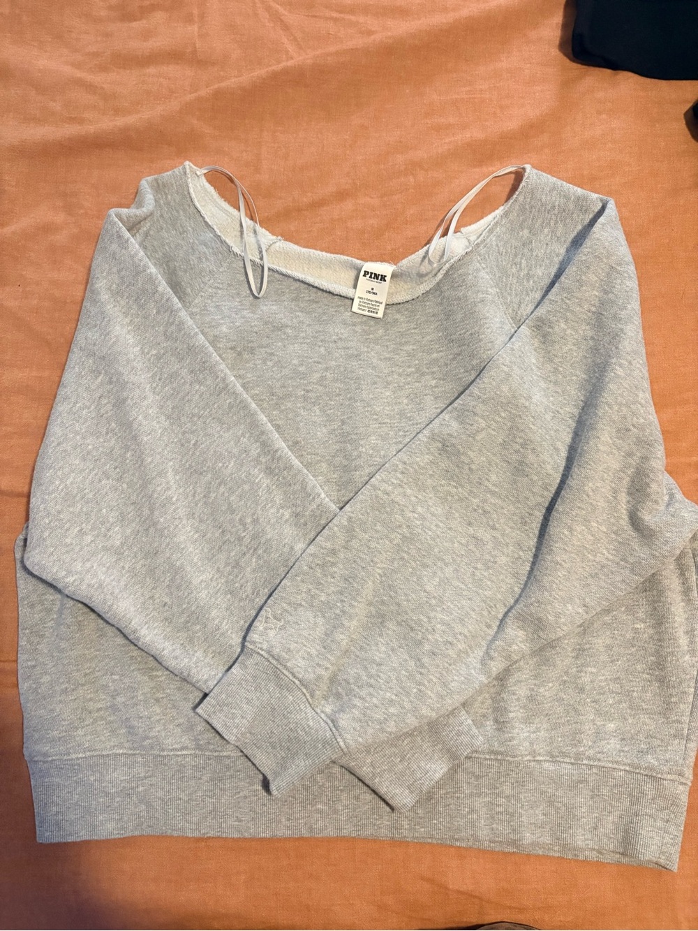 PINK Victoria's Secret Heather Gray Off-the-Shoulder Sweater